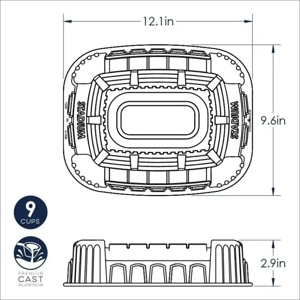 Nordic‎ Ware Cast Aluminum Stadium Bundt Cake Pan NEW Mold